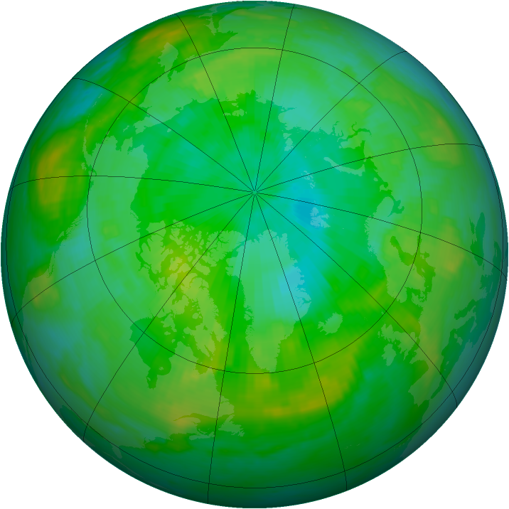 Arctic ozone map for 01 August 1985